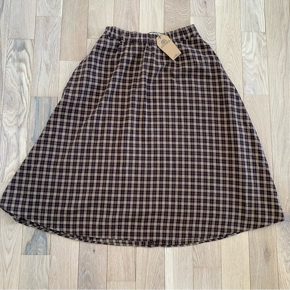 Disturbia Terra Cotton Check Midi Skirt New - Picture 2 of 9
